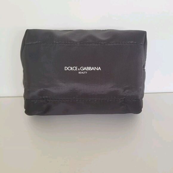 Dolce&Gabbana Beauty Black Nylon Toiletry Cosmetic Bag Case Pouch Zip Medium New - Picture 1 of 8
